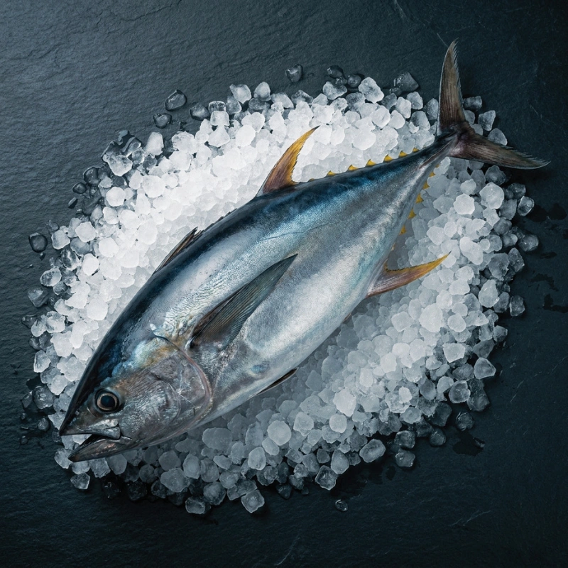 Fresh Yellowfin Tuna loins on ice